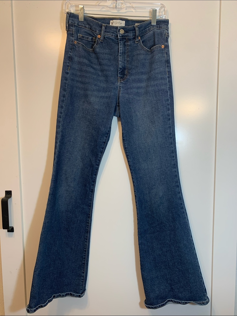 Jessica Simpson Daisy Flare Denim Blue Jeans Sz 8 Medium Wash High Rose
